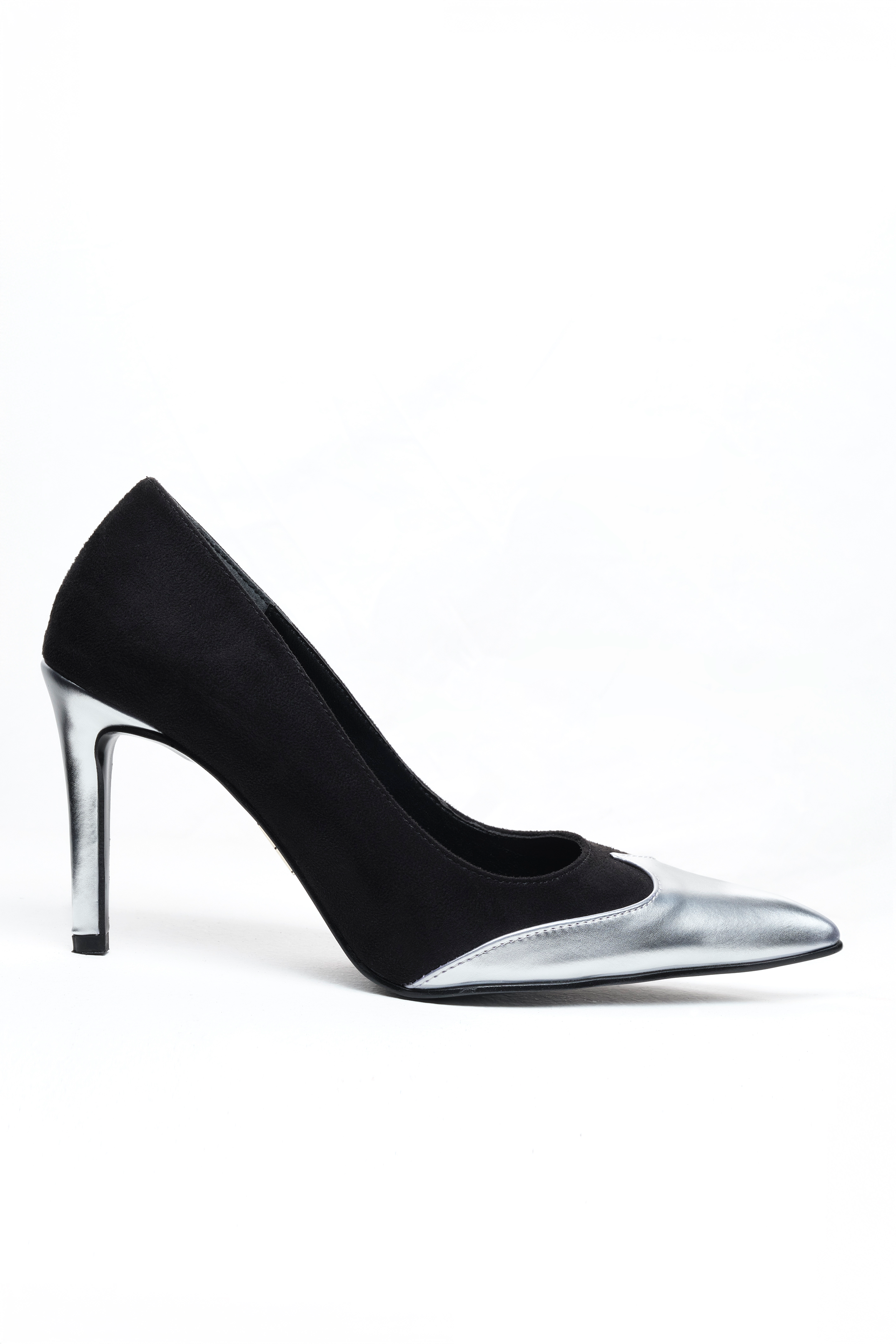 Noctis – Siyah/Metalik Gümüş Süet Stiletto