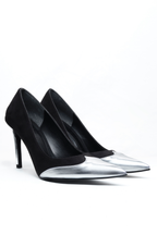 Noctis – Siyah/Metalik Gümüş Süet Stiletto